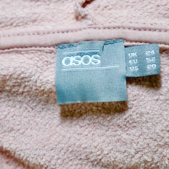 ASOS Curve Size 20 Boxy Hoodie Sweatshirt Tunnel Pocket Knit Pink - Picture 8 of 11
